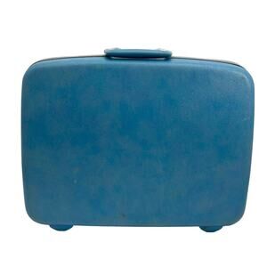Samsonite VTG MCM Suitcase Hard Shell Train Case Blue *No Key* Retro Luggage Mod
